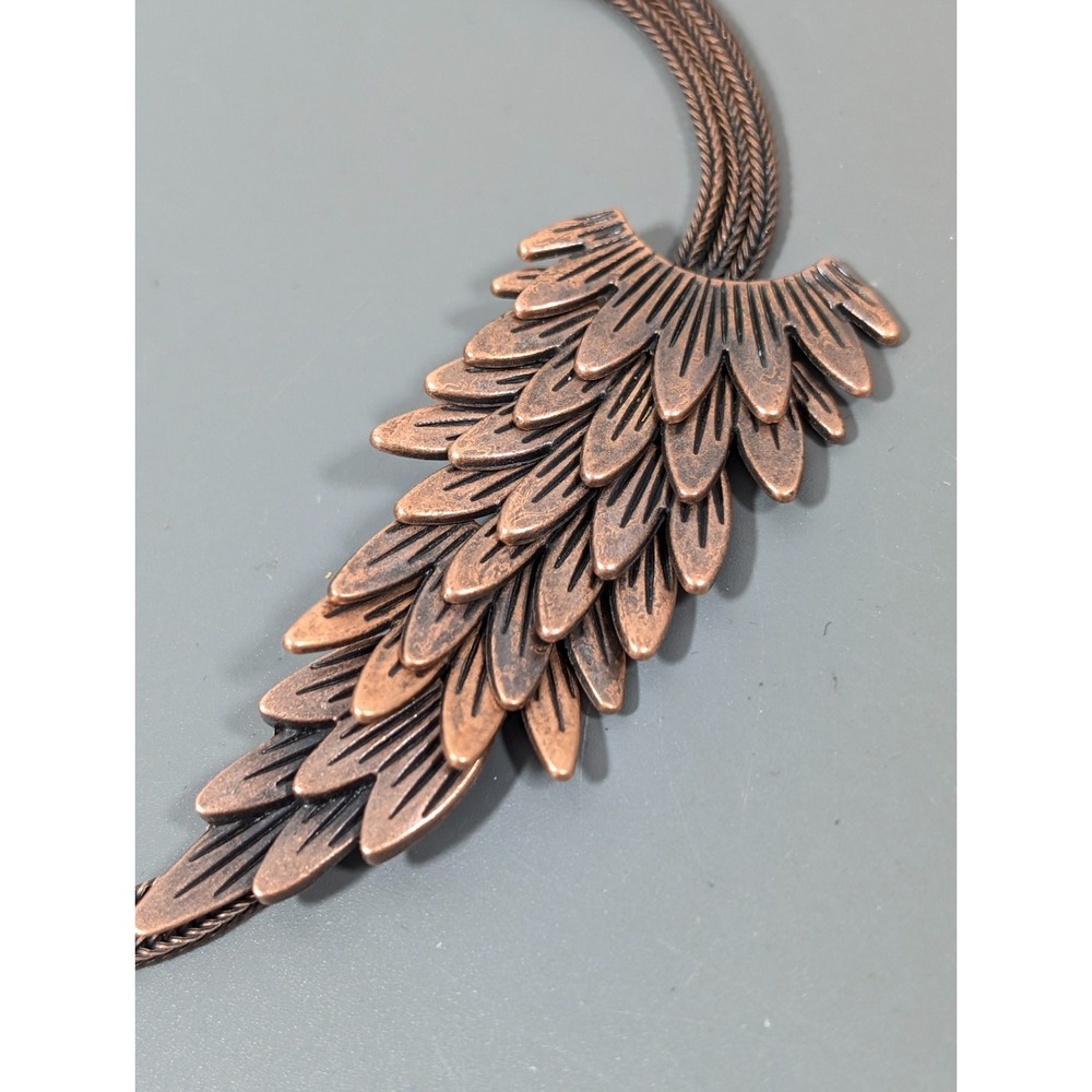 Copper Tone Feather Boho Tribal Chain Bracelet 9 in‎ Adjustable